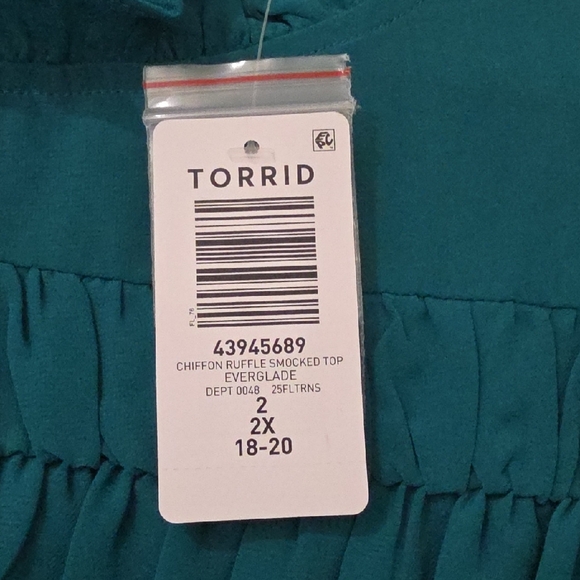 Torrid Teal Ruffle Blouse - Picture 5 of 6